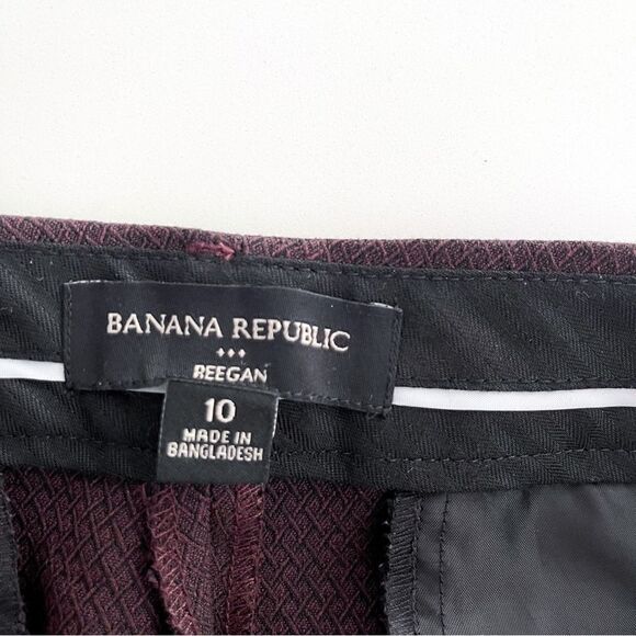 Banana Republic Reegan Pants Burgundy Trousers Mid-Rise Slim Fit Women's 10 - Picture 6 of 12